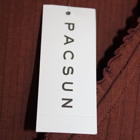 NWT PacSun Ribbed Button Front Crop Top – Size S – Brown – Cotton Blend - Picture 10 of 10